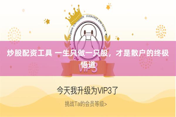 炒股配资工具 一生只做一只股，才是散户的终极悟道