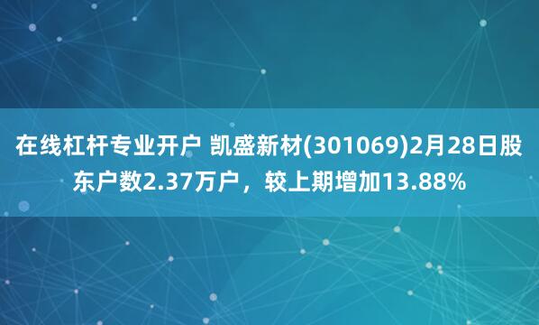 在线杠杆专业开户 凯盛新材(301069)2月28日股东户数2.37万户，较上期增加13.88%