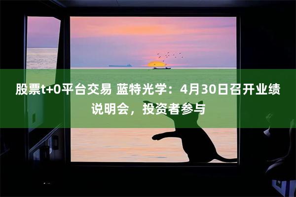 股票t+0平台交易 蓝特光学：4月30日召开业绩说明会，投资者参与