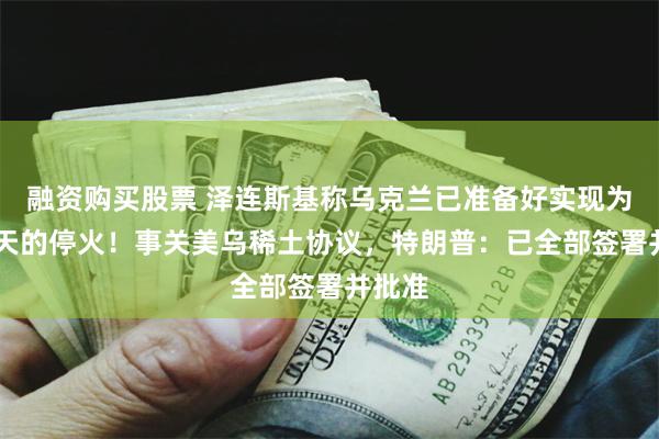 融资购买股票 泽连斯基称乌克兰已准备好实现为期30天的停火！事关美乌稀土协议，特朗普：已全部签署并批准