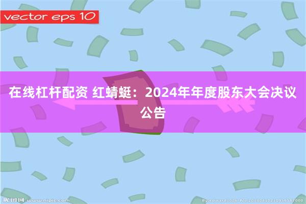 在线杠杆配资 红蜻蜓：2024年年度股东大会决议公告