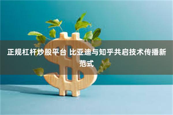 正规杠杆炒股平台 比亚迪与知乎共启技术传播新范式